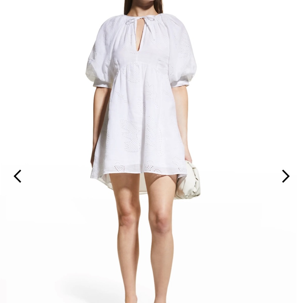 FRAME eyelet puff sleeve mini dress